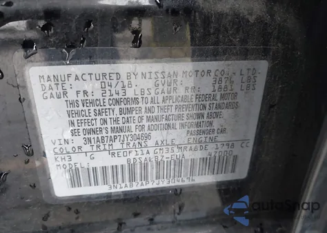 2018 Nissan Sentra S from USA, damaged, VIN 3N1AB7AP7JY304696